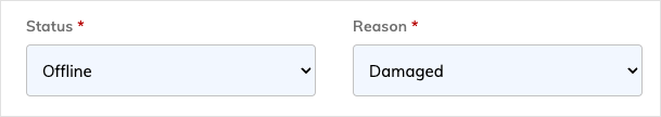 Status and Reason dropdown lists
