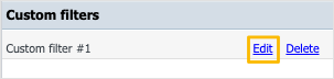 Highlighted Edit button for a custom filter