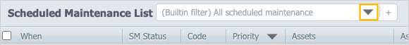 Scheduled maintenance filter bar with arrow icon highlighted