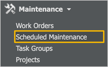 Link to scheduled maintenance in Maintenance menu