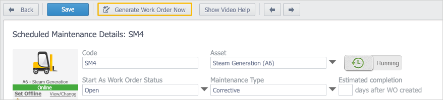 highlighted Generate Work Order button in top menu bar