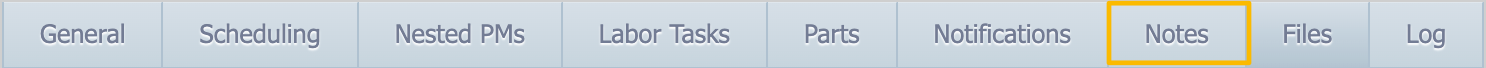 highlighted Notes tab