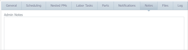 empty admin notes field