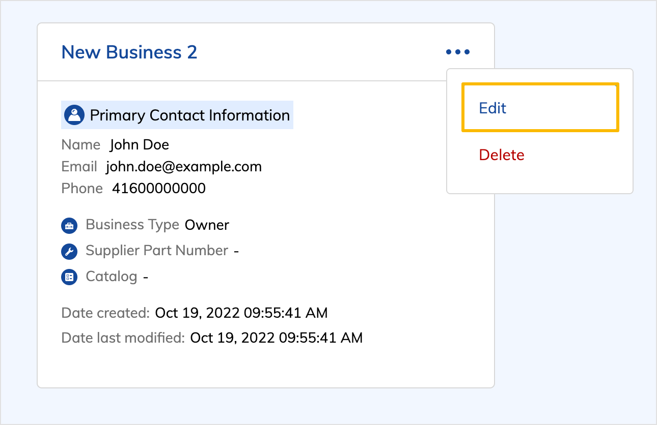 Edit button for businesses