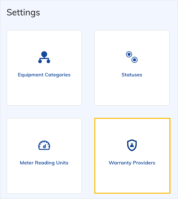 Warranty Providers button