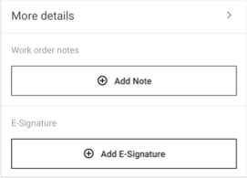 The E-Signature section in a work order
