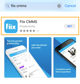 The App Store displaying the Fiix CMMS mobile app.