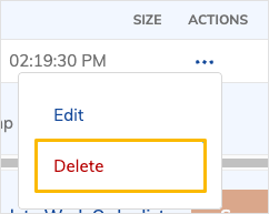 Delete button for attachments