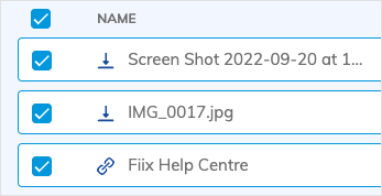 Selected checkboxes for attachments